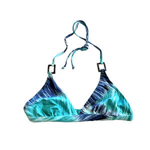 BCBG Indigo Blue Crossover V Top Bikini Swim - Elegant Beachwear - Size M